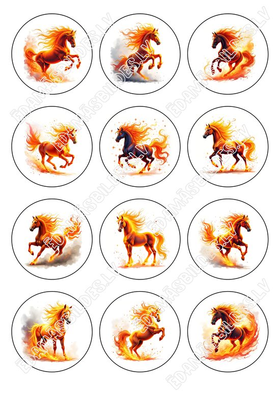  Chocolate Transfer Sheets "Ugunīgais zirgs 2026 ", 6 cm